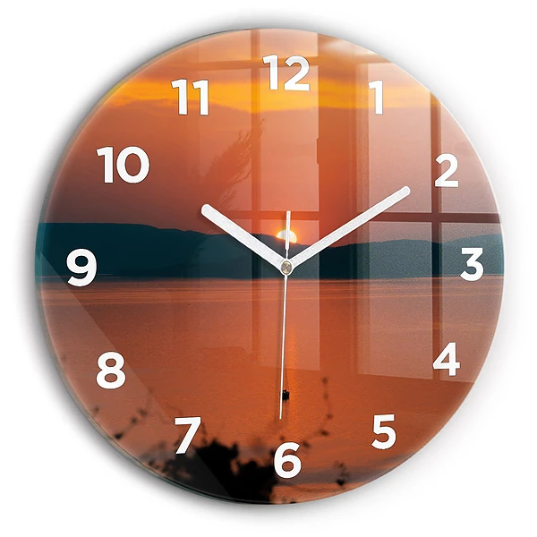 Wanduhr glas rund Balaton am Abend
