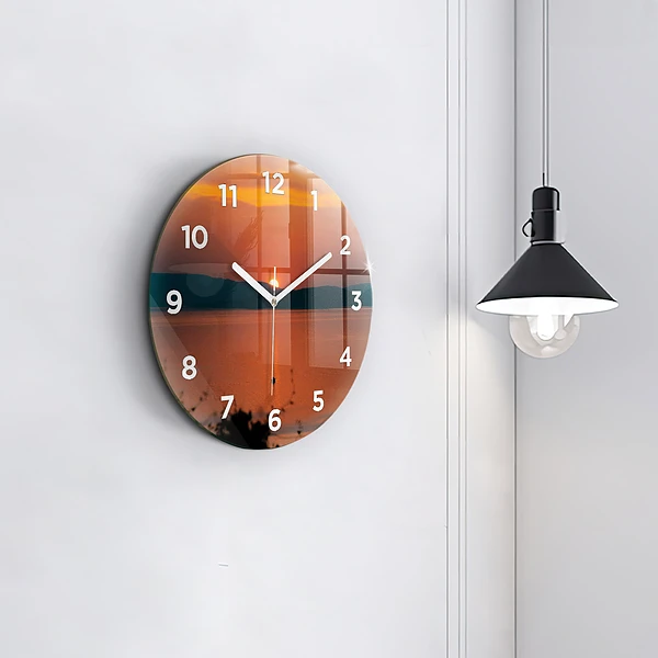 Wanduhr glas rund Balaton am Abend