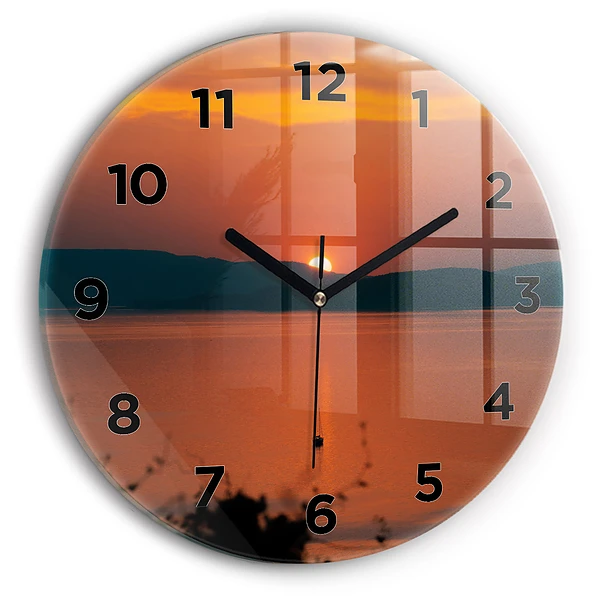 Wanduhr glas rund Balaton am Abend