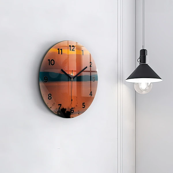 Wanduhr glas rund Balaton am Abend