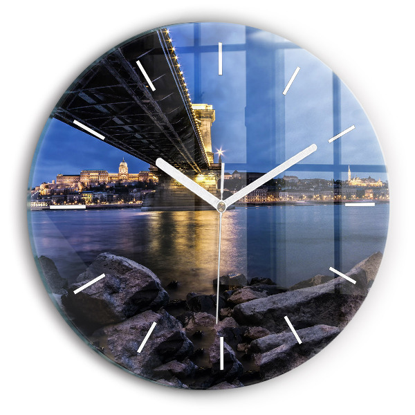 Wanduhr rund mit motiv Felsenufer unter der Brücke