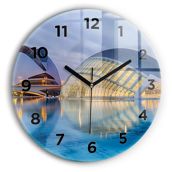 Wanduhr rund mit motiv Sonnenuntergang in der Stadt