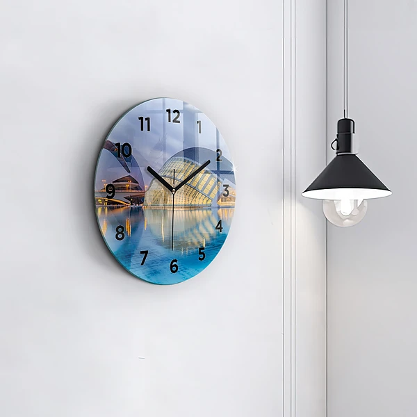 Wanduhr rund mit motiv Sonnenuntergang in der Stadt