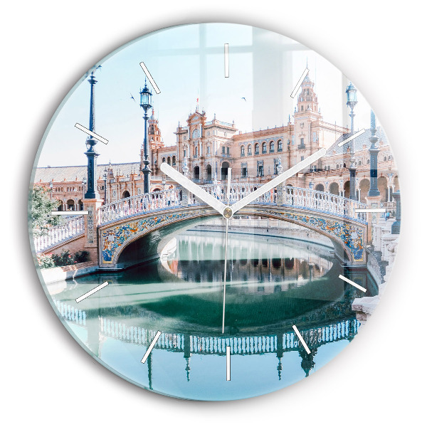 Wanduhr glas rund Spanischer Platz in Sevilla
