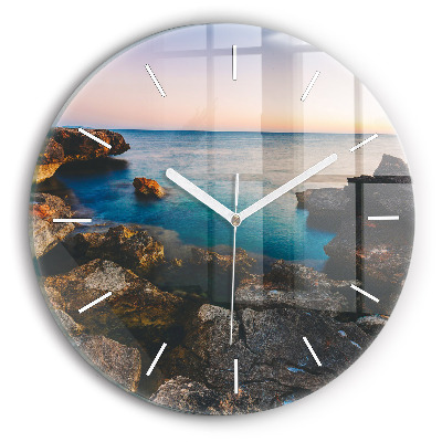 Wanduhr glas rund Meereslandschaft