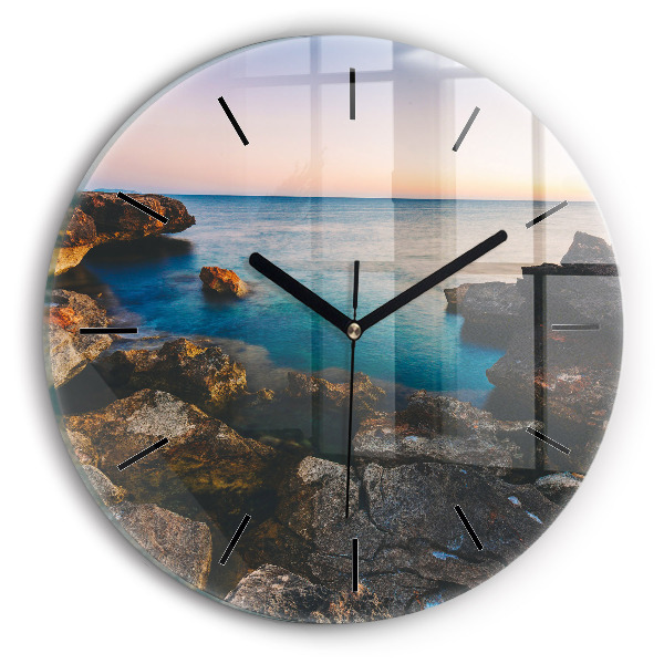 Wanduhr glas rund Meereslandschaft