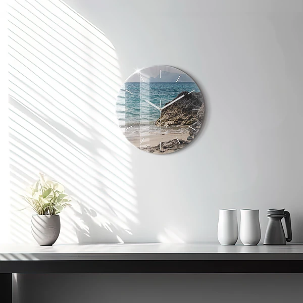 Wanduhr rund mit motiv Blick auf das Mittelmeer