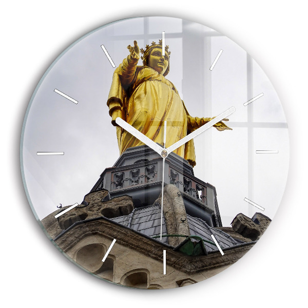 Wanduhr rund mit motiv Marienstatue in Lyon