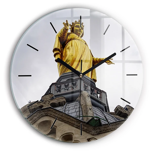 Wanduhr rund mit motiv Marienstatue in Lyon