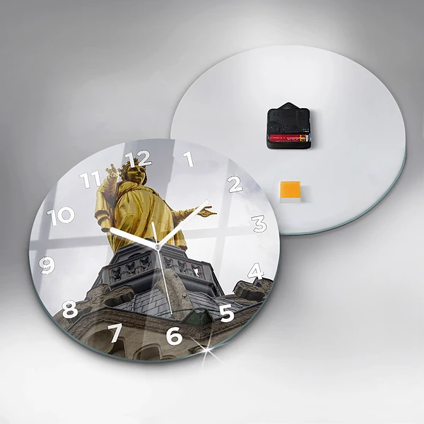 Wanduhr rund mit motiv Marienstatue in Lyon