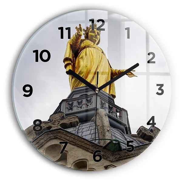 Wanduhr rund mit motiv Marienstatue in Lyon