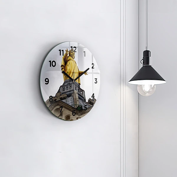 Wanduhr rund mit motiv Marienstatue in Lyon