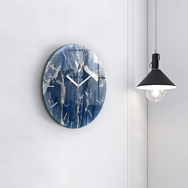 Wanduhr glas rund Die Alpen im Winter