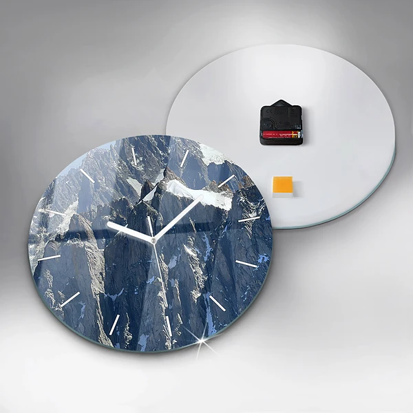 Wanduhr glas rund Die Alpen im Winter