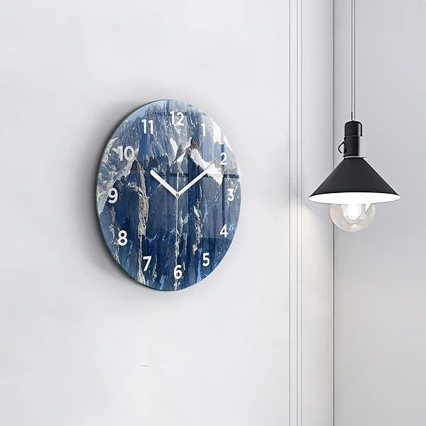 Wanduhr glas rund Die Alpen im Winter