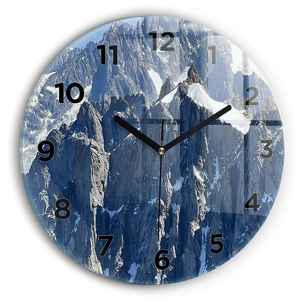 Wanduhr glas rund Die Alpen im Winter