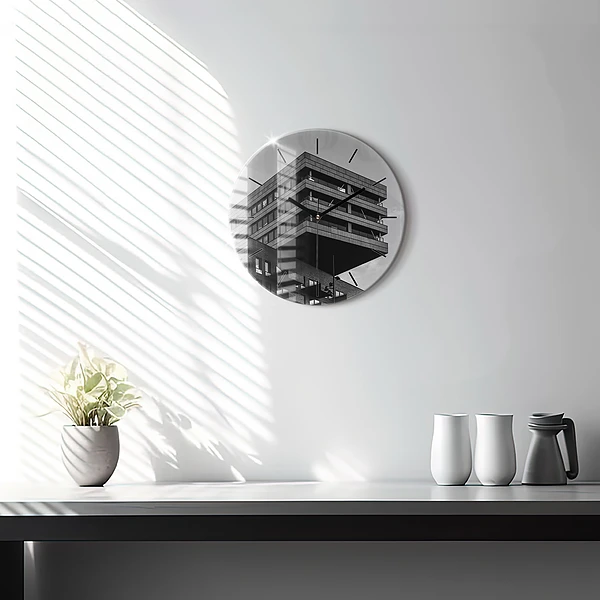 Wanduhr glas rund Architektur in Amsterdam