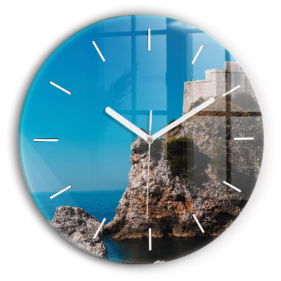 Wanduhr glas rund Klippen von Dubrovnik