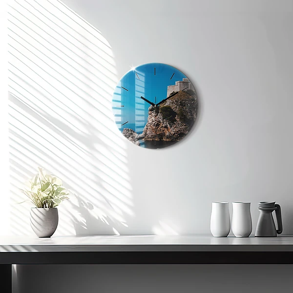 Wanduhr glas rund Klippen von Dubrovnik