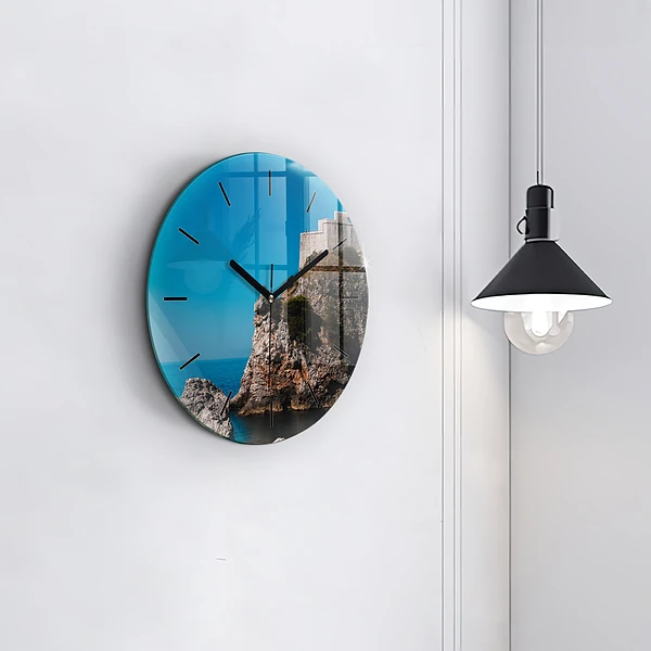 Wanduhr glas rund Klippen von Dubrovnik