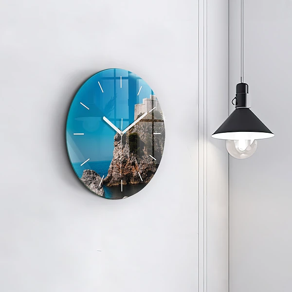 Wanduhr glas rund Klippen von Dubrovnik