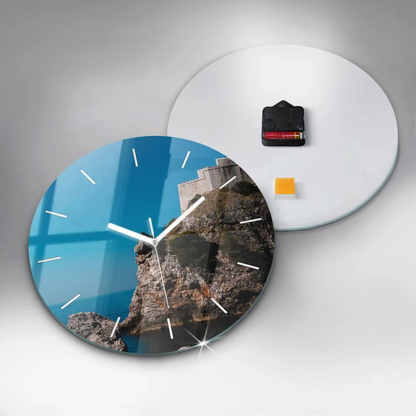 Wanduhr glas rund Klippen von Dubrovnik