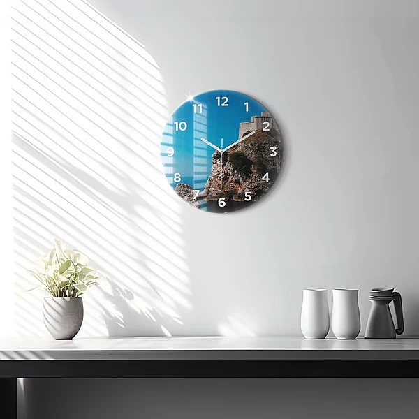 Wanduhr glas rund Klippen von Dubrovnik
