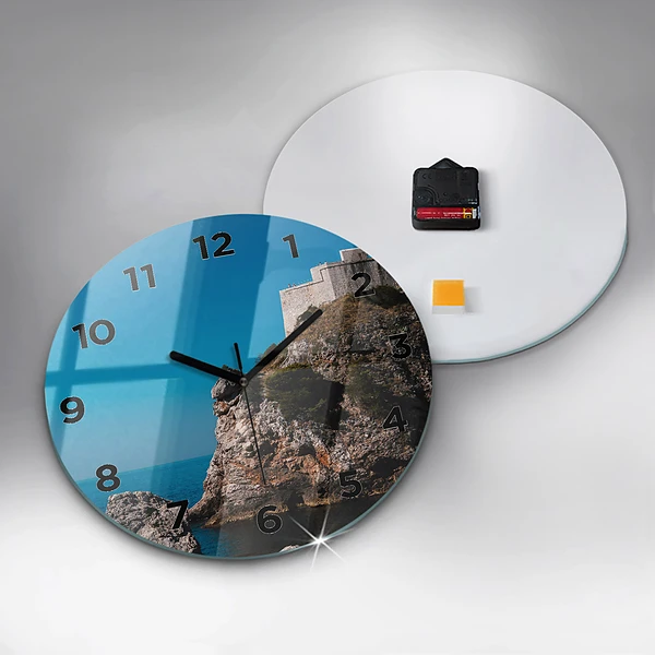 Wanduhr glas rund Klippen von Dubrovnik