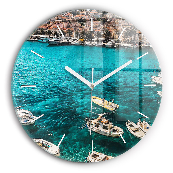 Wanduhr glas rund Boote in Kroatien