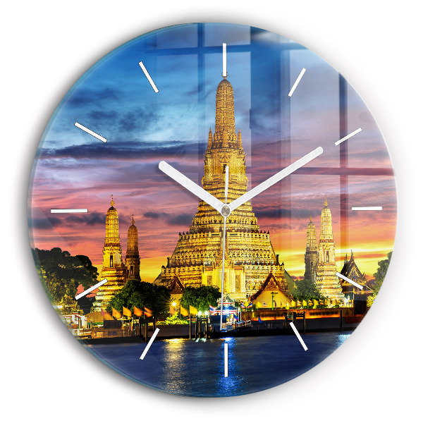 Wanduhr glas rund Tempel in Bangkok