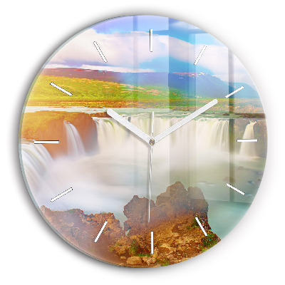 Wanduhr glas rund Godafoss in Island
