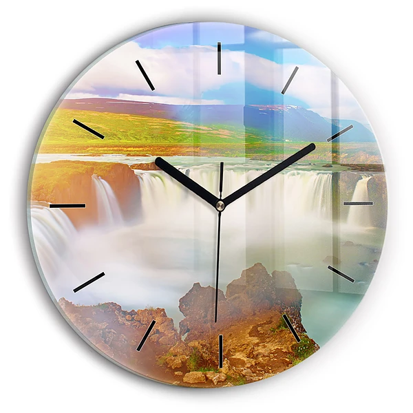 Wanduhr glas rund Godafoss in Island