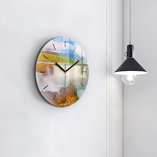 Wanduhr glas rund Godafoss in Island