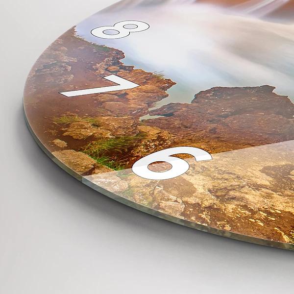Wanduhr glas rund Godafoss in Island