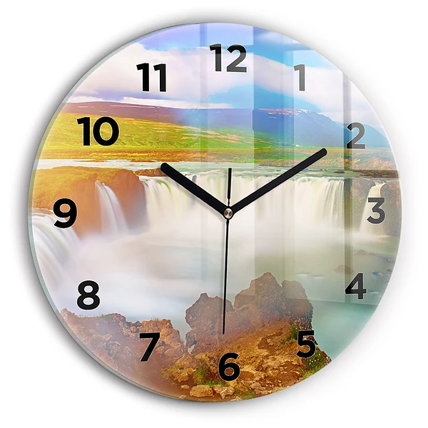 Wanduhr glas rund Godafoss in Island