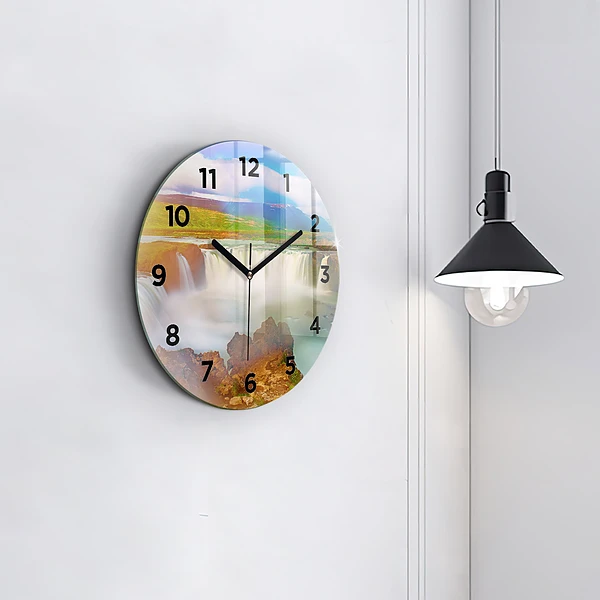 Wanduhr glas rund Godafoss in Island