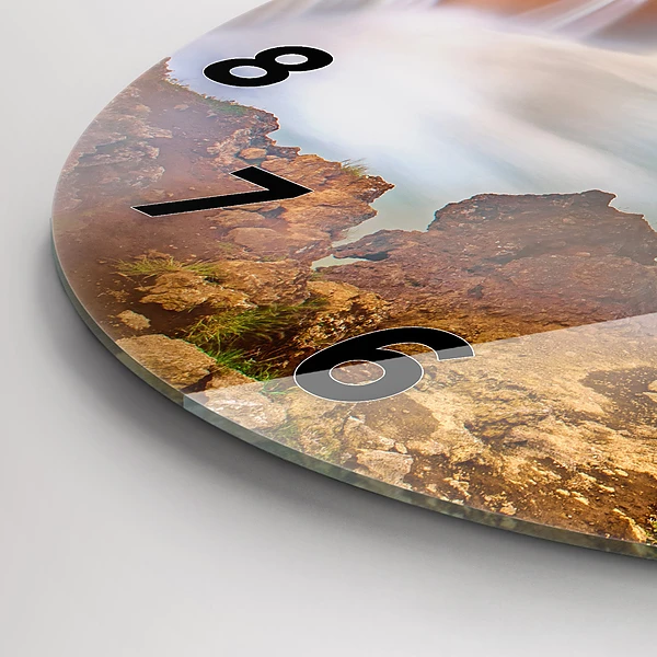 Wanduhr glas rund Godafoss in Island