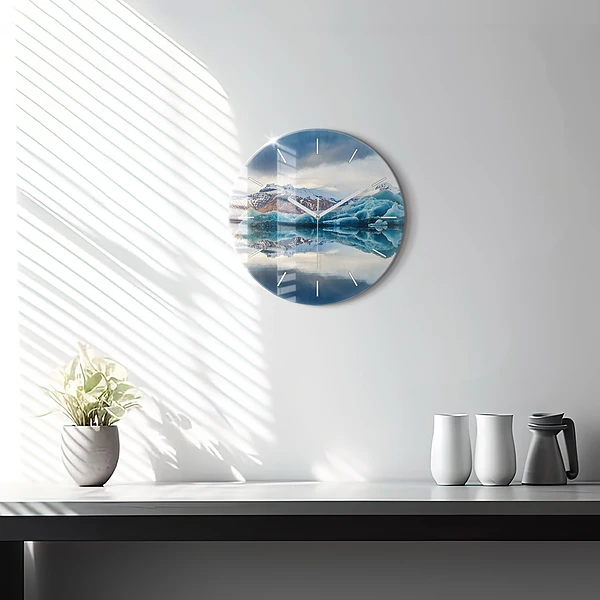 Wanduhr glas rund Jokulsarlon-See in Island