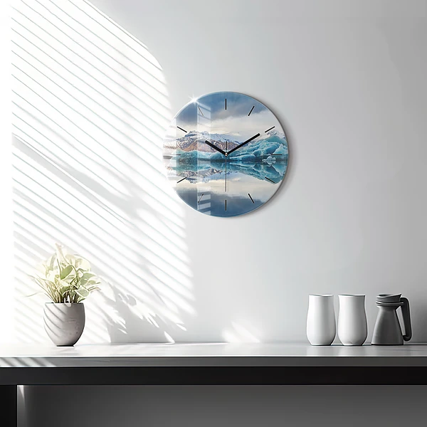 Wanduhr glas rund Jokulsarlon-See in Island