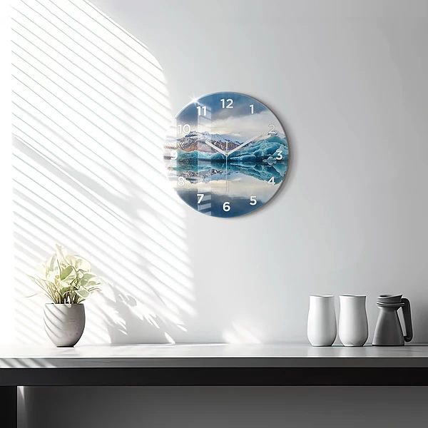 Wanduhr glas rund Jokulsarlon-See in Island