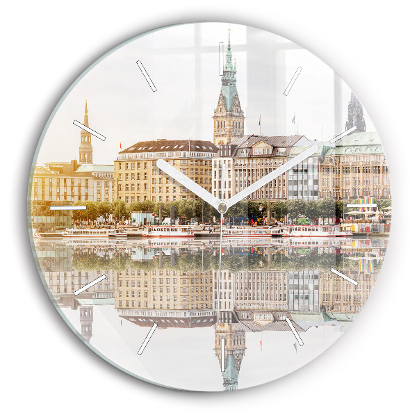 Wanduhr rund Hamburg Fluss Deutschland