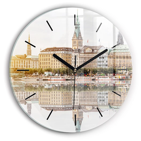 Wanduhr rund Hamburg Fluss Deutschland