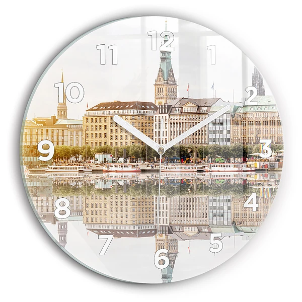 Wanduhr rund Hamburg Fluss Deutschland