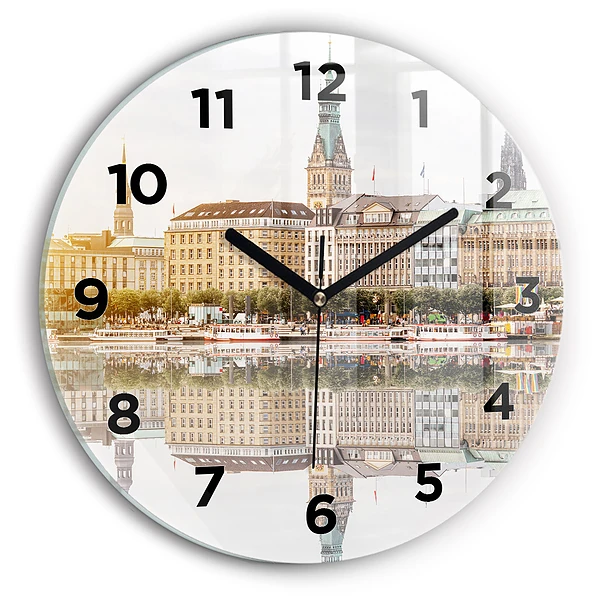 Wanduhr rund Hamburg Fluss Deutschland