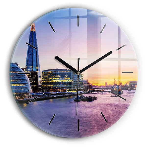 Wanduhr glas rund Blick auf London