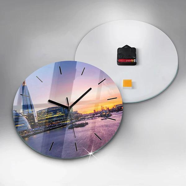 Wanduhr glas rund Blick auf London