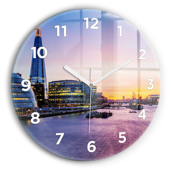 Wanduhr glas rund Blick auf London