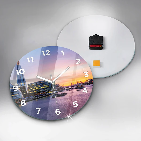 Wanduhr glas rund Blick auf London