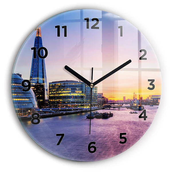 Wanduhr glas rund Blick auf London
