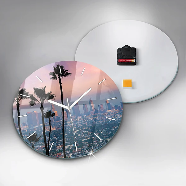 Wanduhr rund Sonnenuntergang in Los Angeles